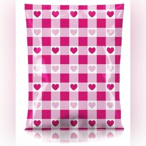 20pc 10x13" Pink and White Checkered Hearts Polymailers